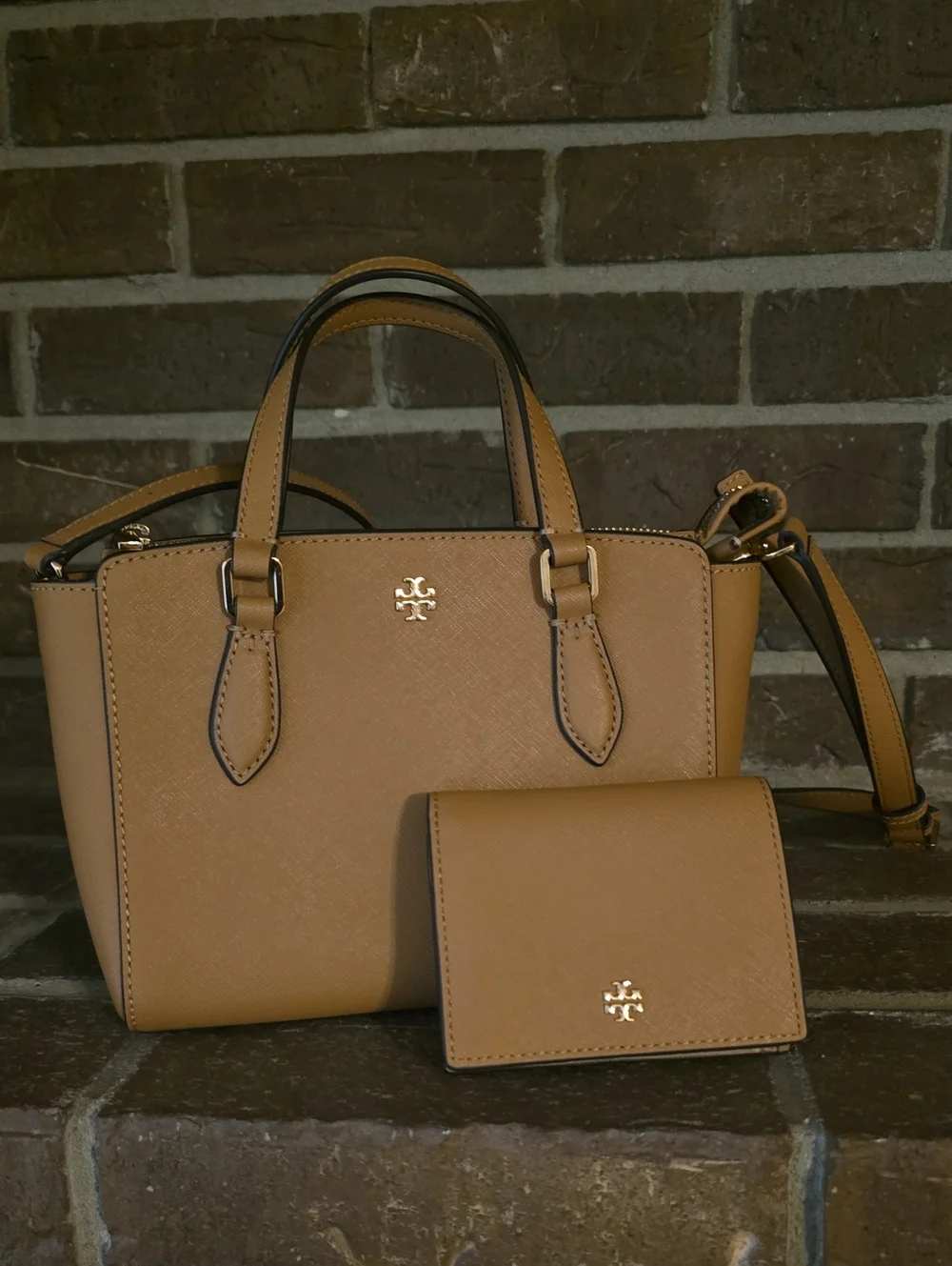 TORY BURCH Women's Emerson Mini Top Zip Tote Satchel Bag Cardamom With Wallet
